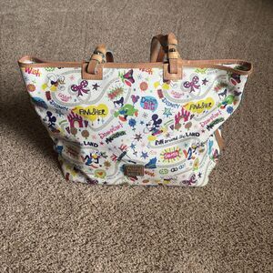 Dooney & Bourke 2014 Disney Parks Run Marathon Tote White Multi Leather RARE